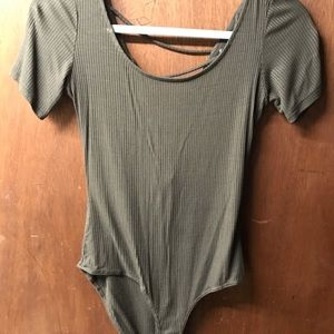 Olive green lace back body suit